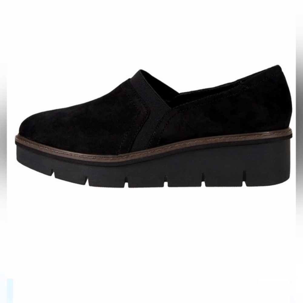 Clarks Airabell Mid Black Suede Women's Wedge Loafers - Size 8.5